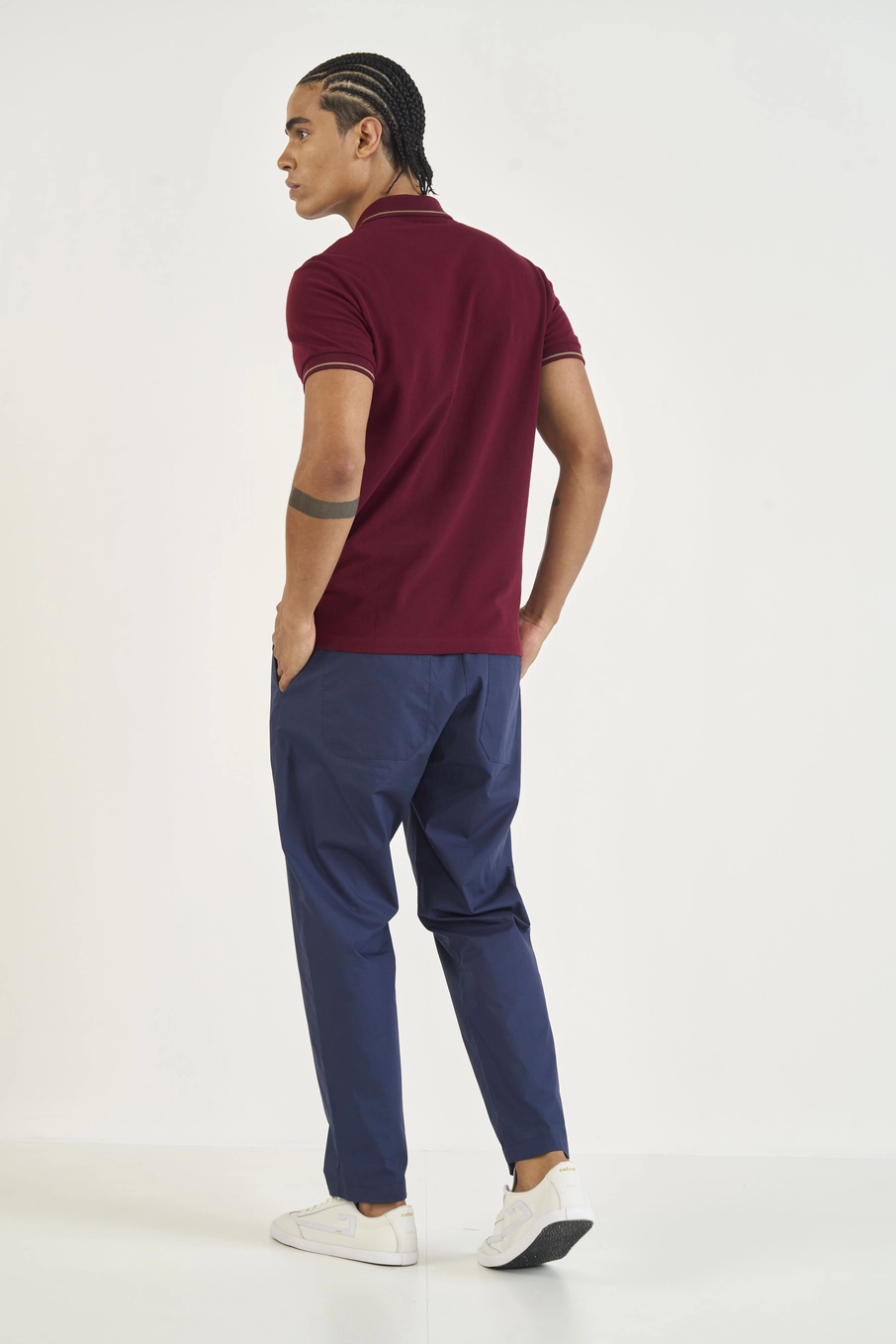 Polo Masculina Com C Duplo Bordô