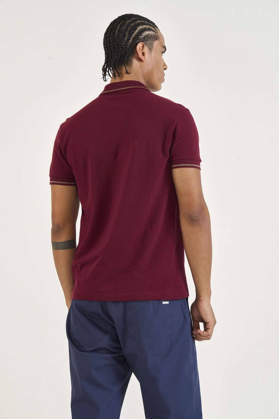 Polo Masculina Com C Duplo Bordô