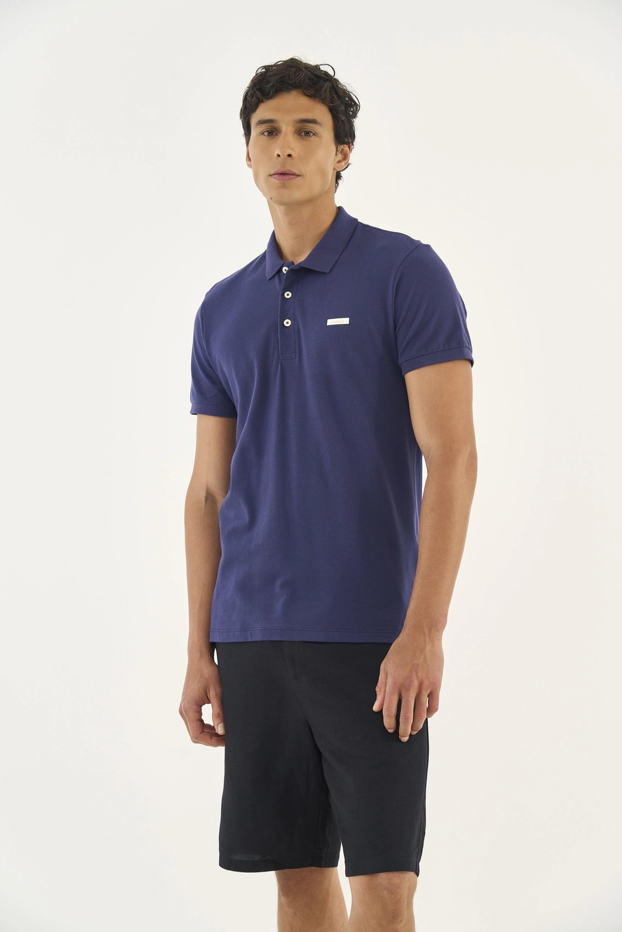 Polo Piquê Ajustada Azul