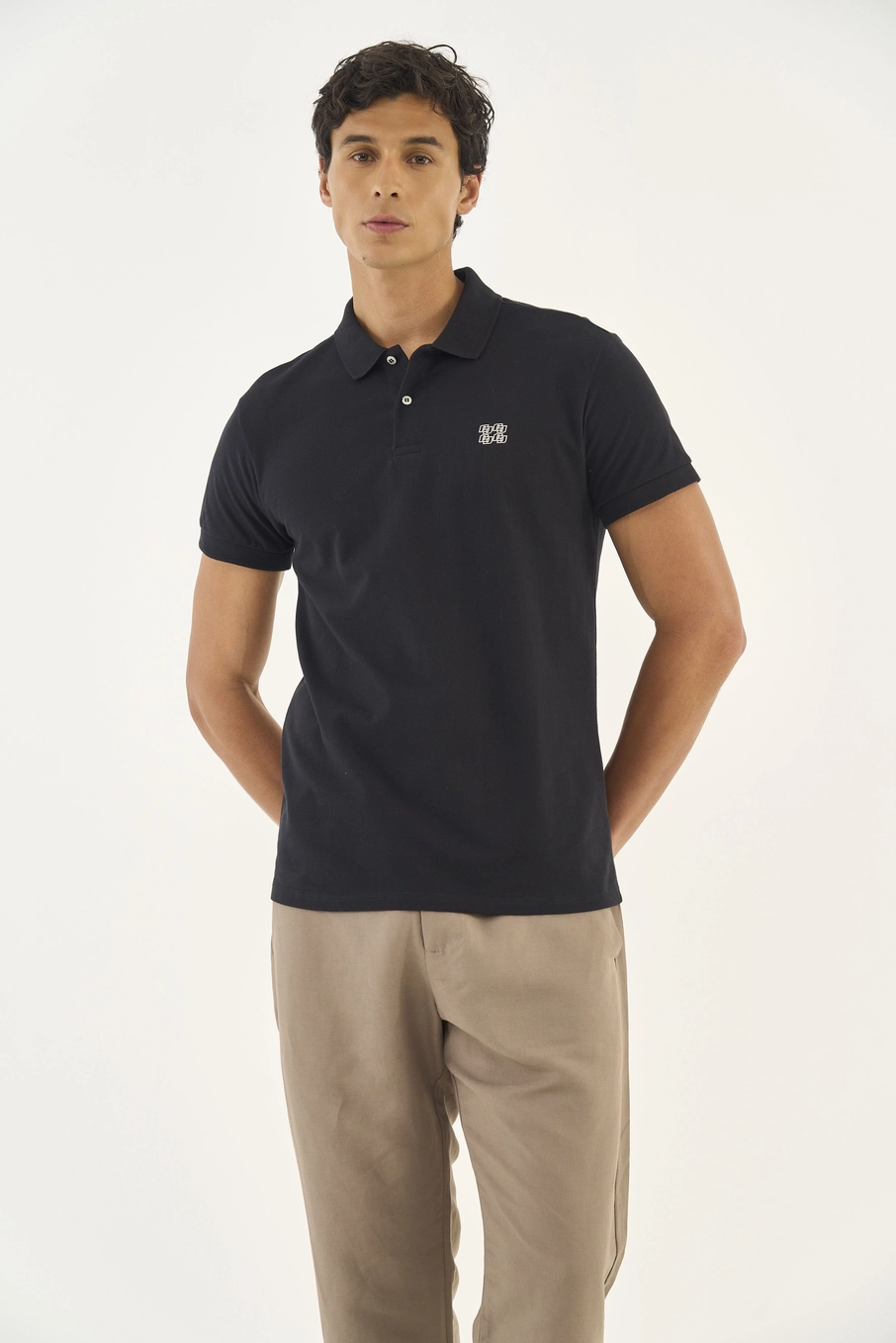 Polo Manga Curta Comfort Preto