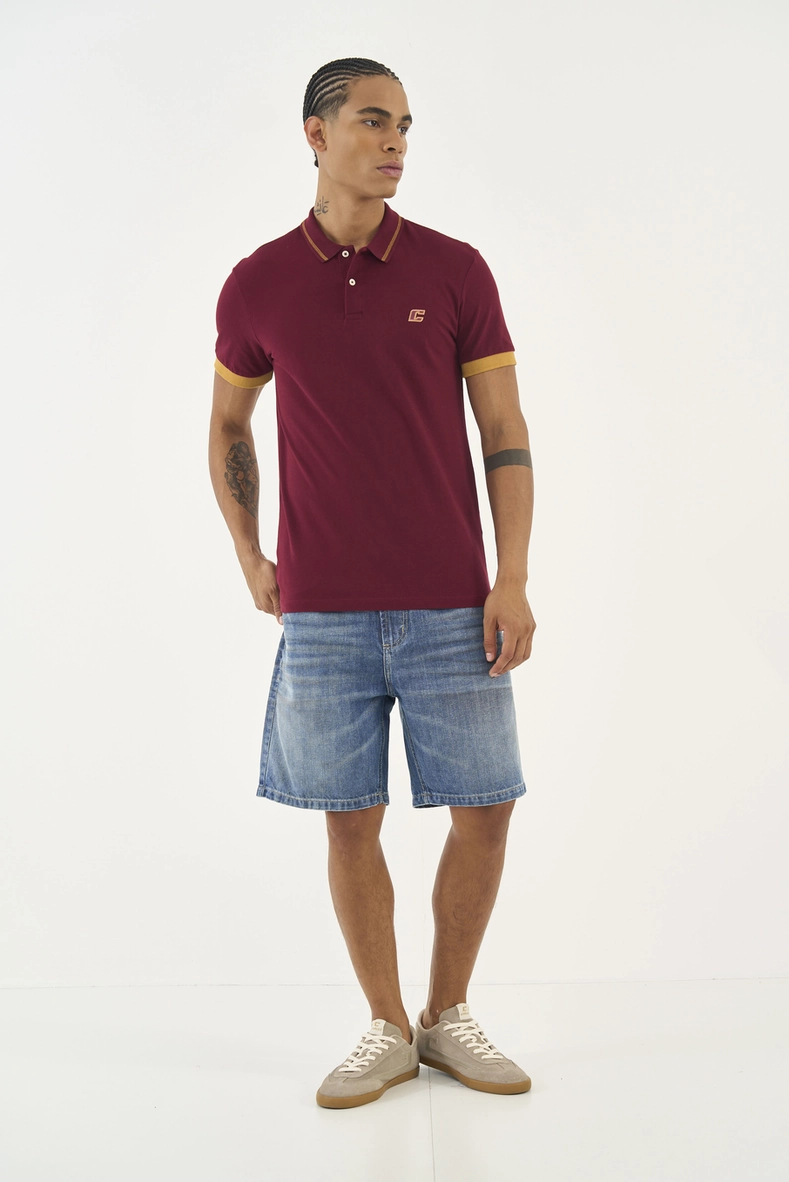 Polo Comfort Com Listra Na Manga