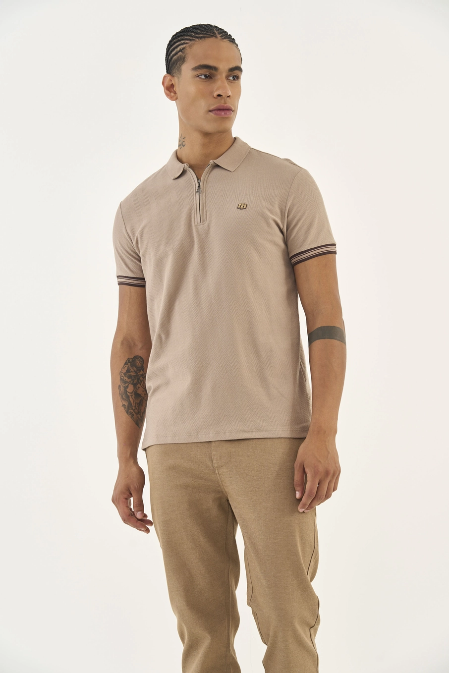 Polo Masculina Slim Bege