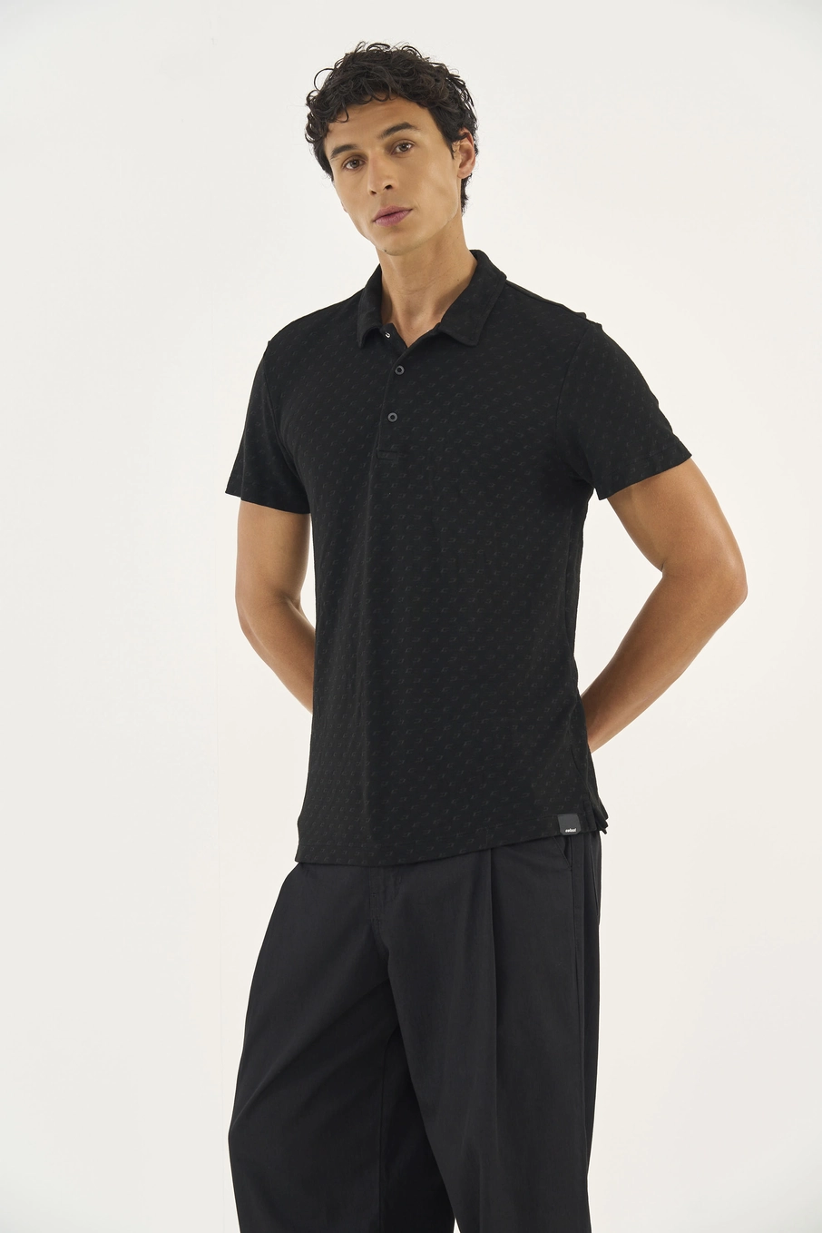 Polo Jacquard Preto