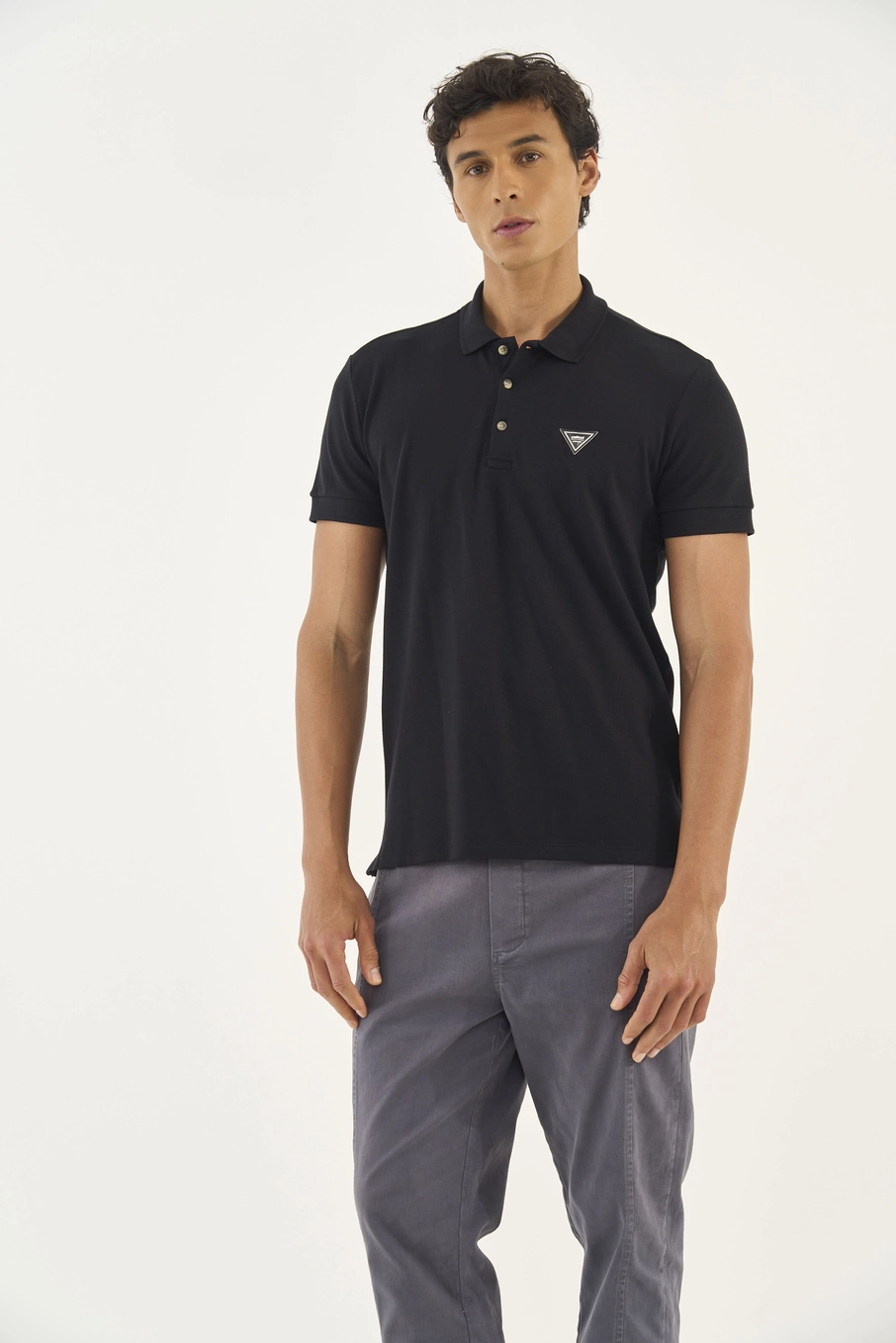 Polo Comfort Pima Manga Curta Preto