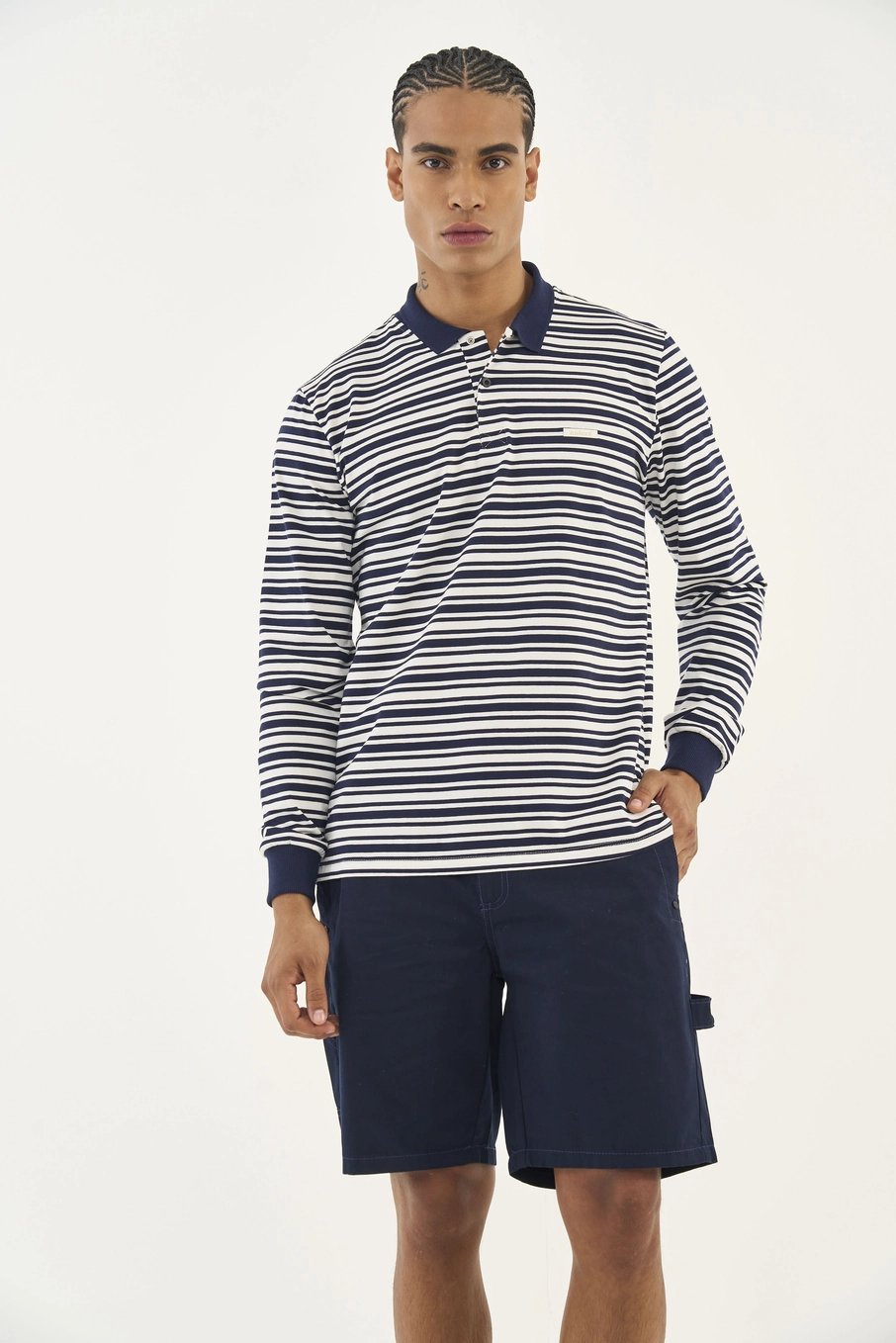 Polo Listrada Manga Longa Estampados
