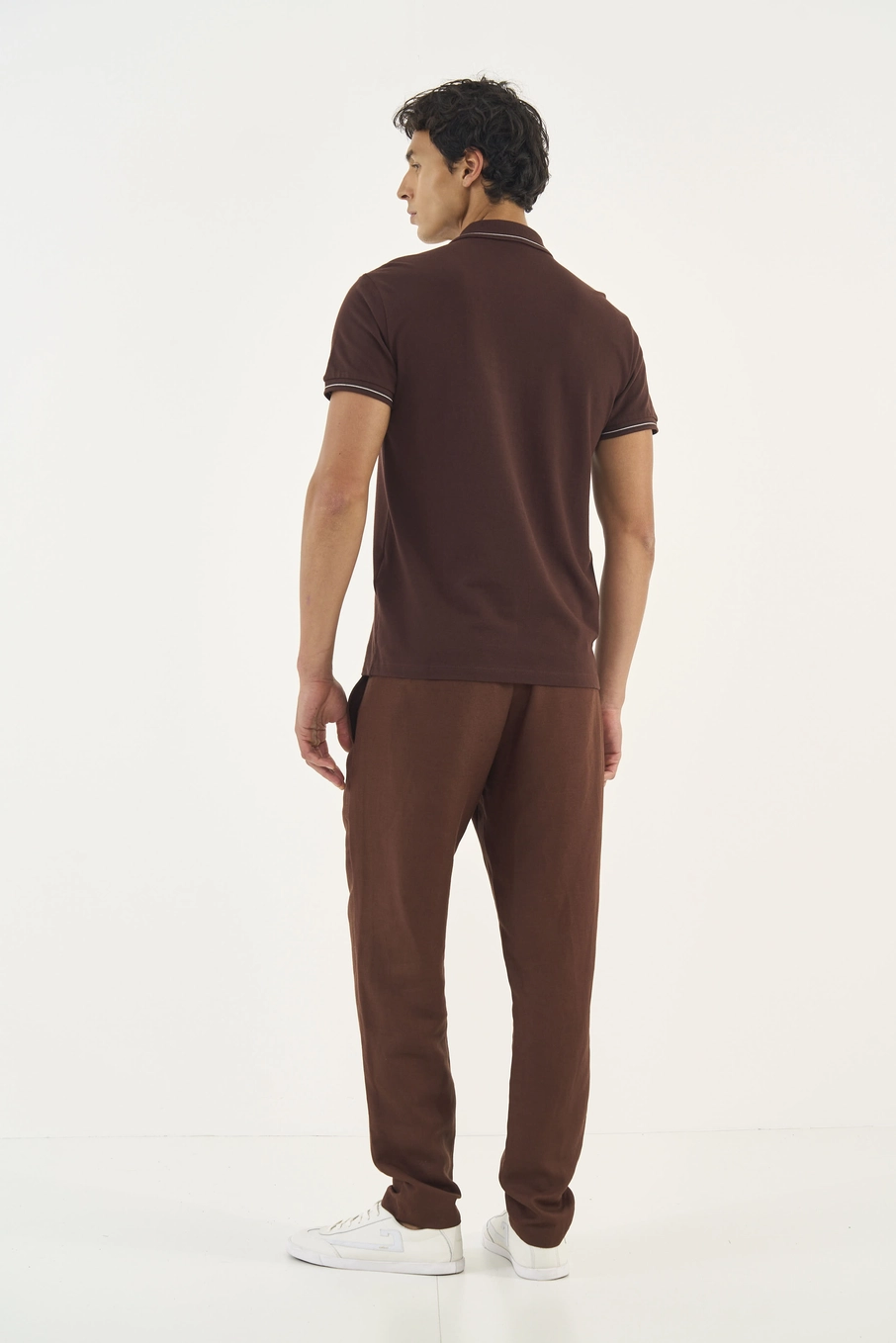 Polo Slim Masculina Marrom