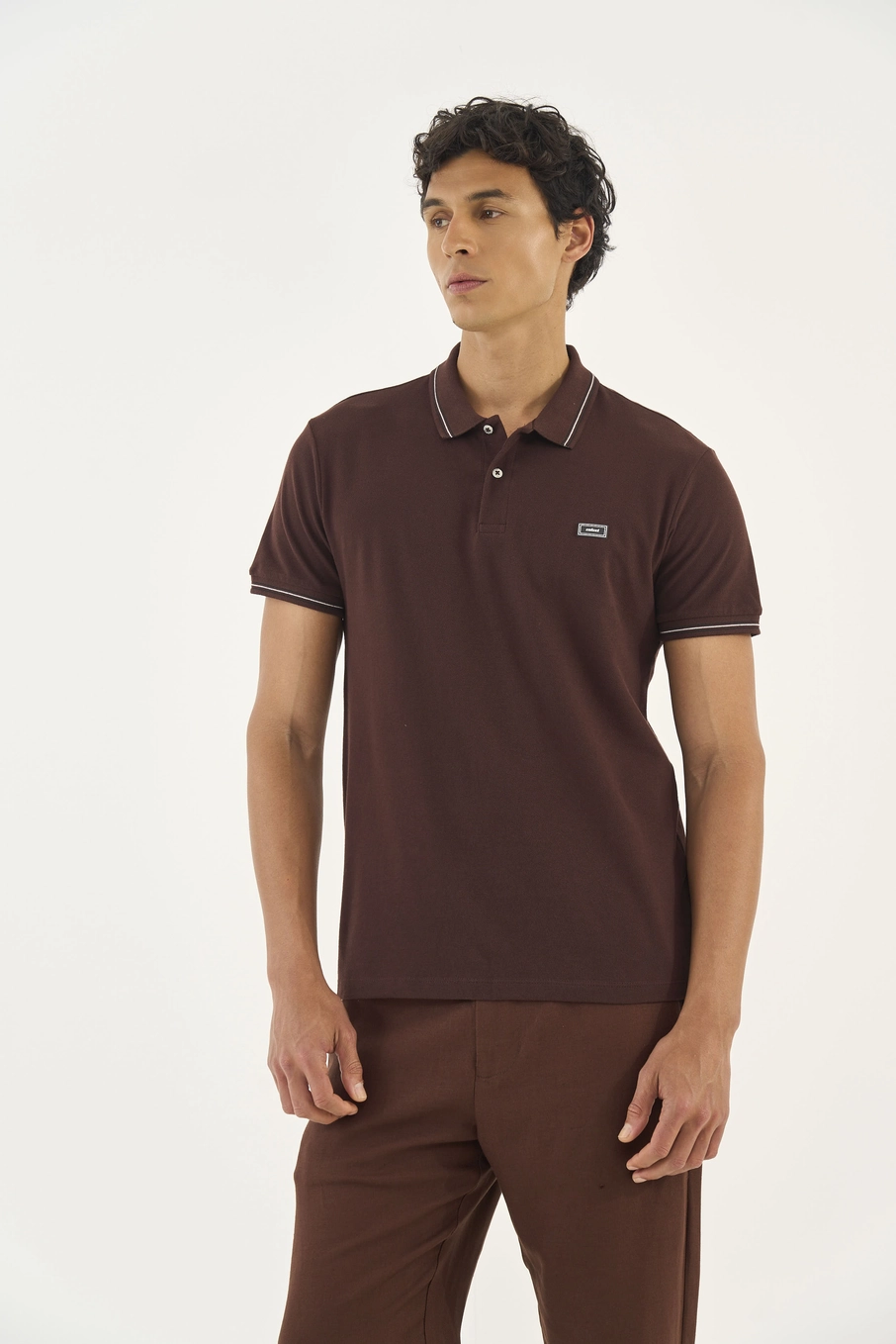 Polo Slim Masculina Marrom