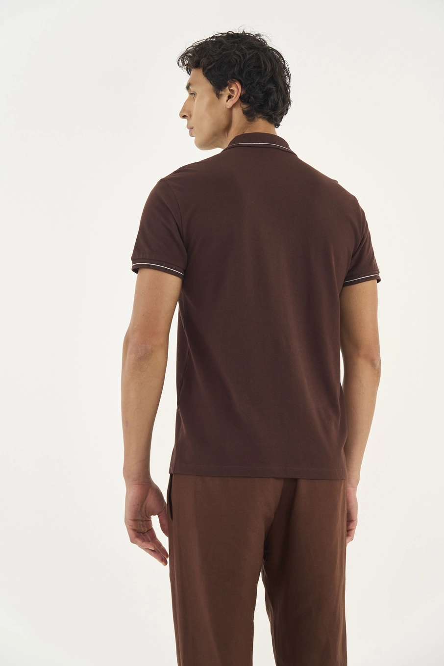 Polo Slim Masculina Marrom
