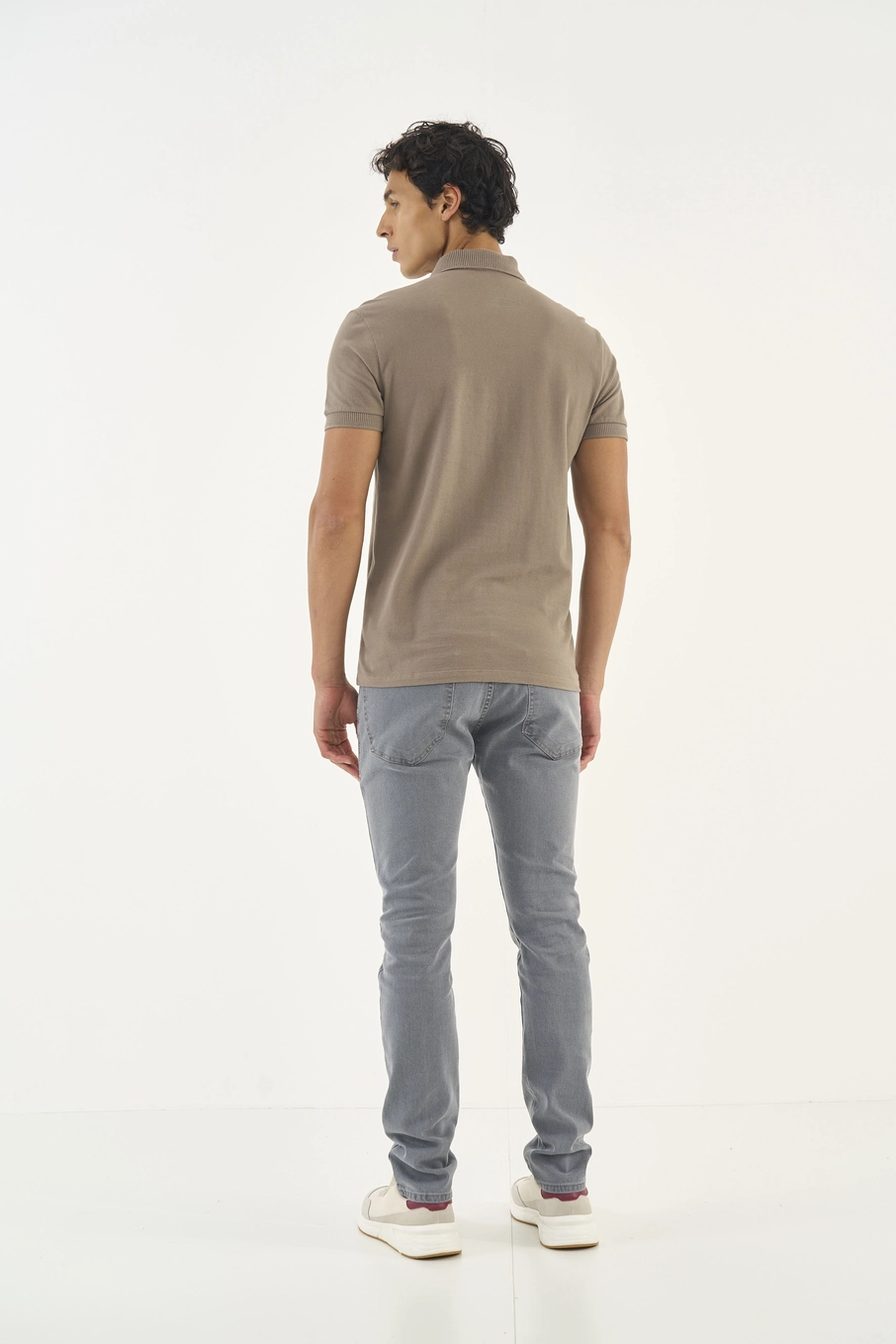 Polo Masculina Comfort Bege Cinzas