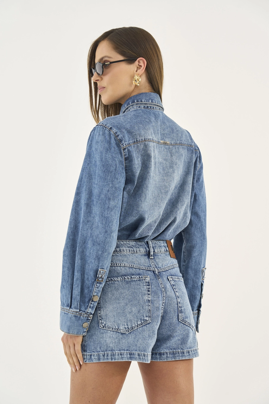 Camisa Jeans Comfort Com Faixa Para Amarração Índigo
