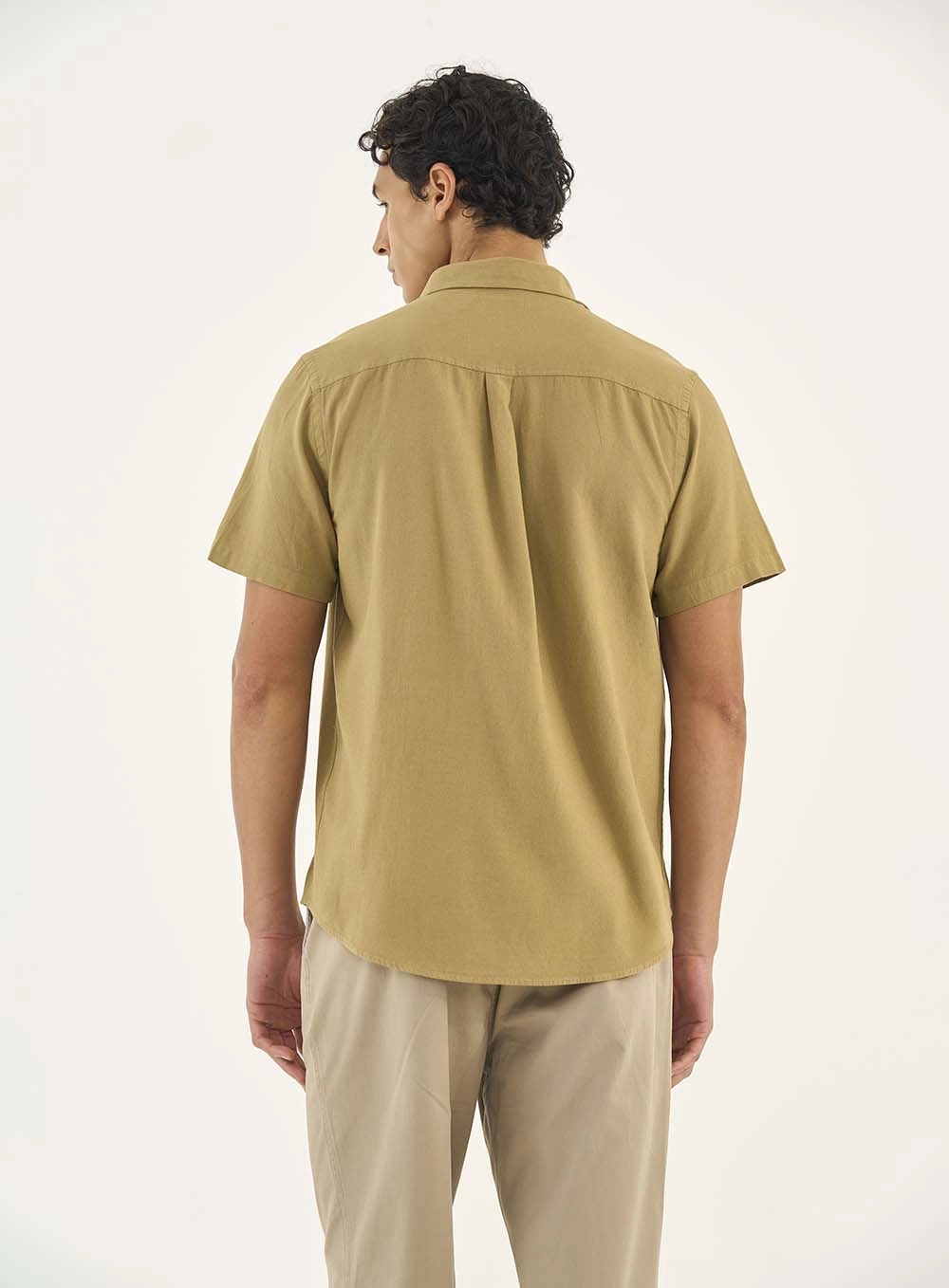 Camisa Manga Curta Relax Bege