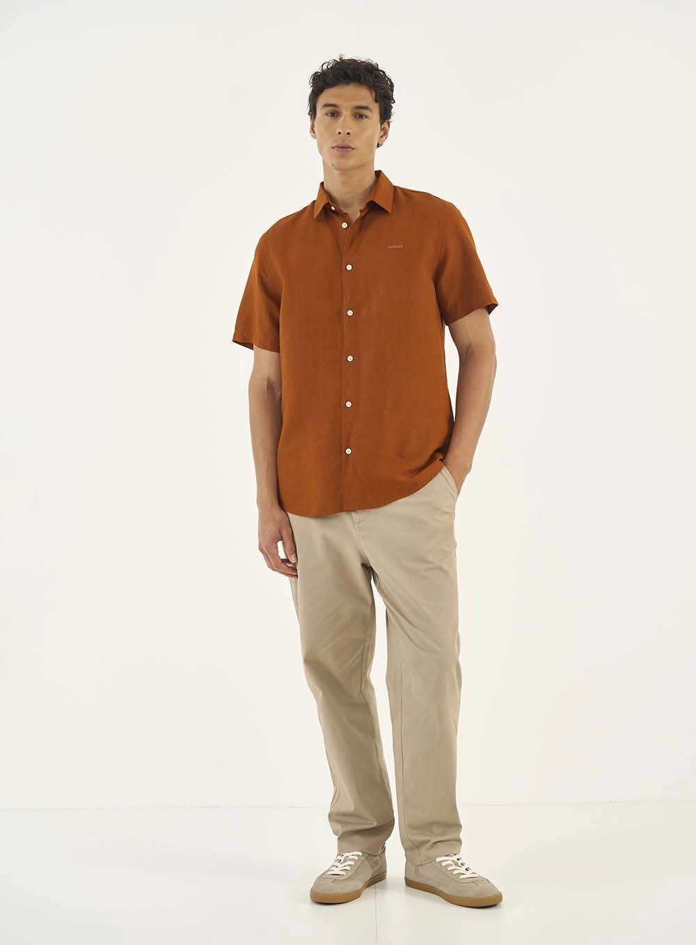 Camisa Manga Curta Relax Marrom Zeus