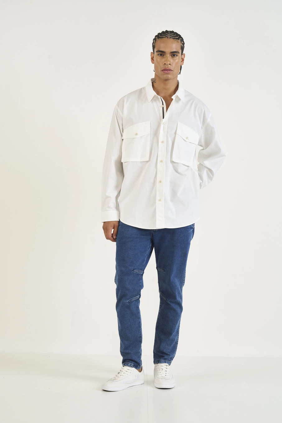 Camisa Oversized Com Bolsos Frontais Off Shell