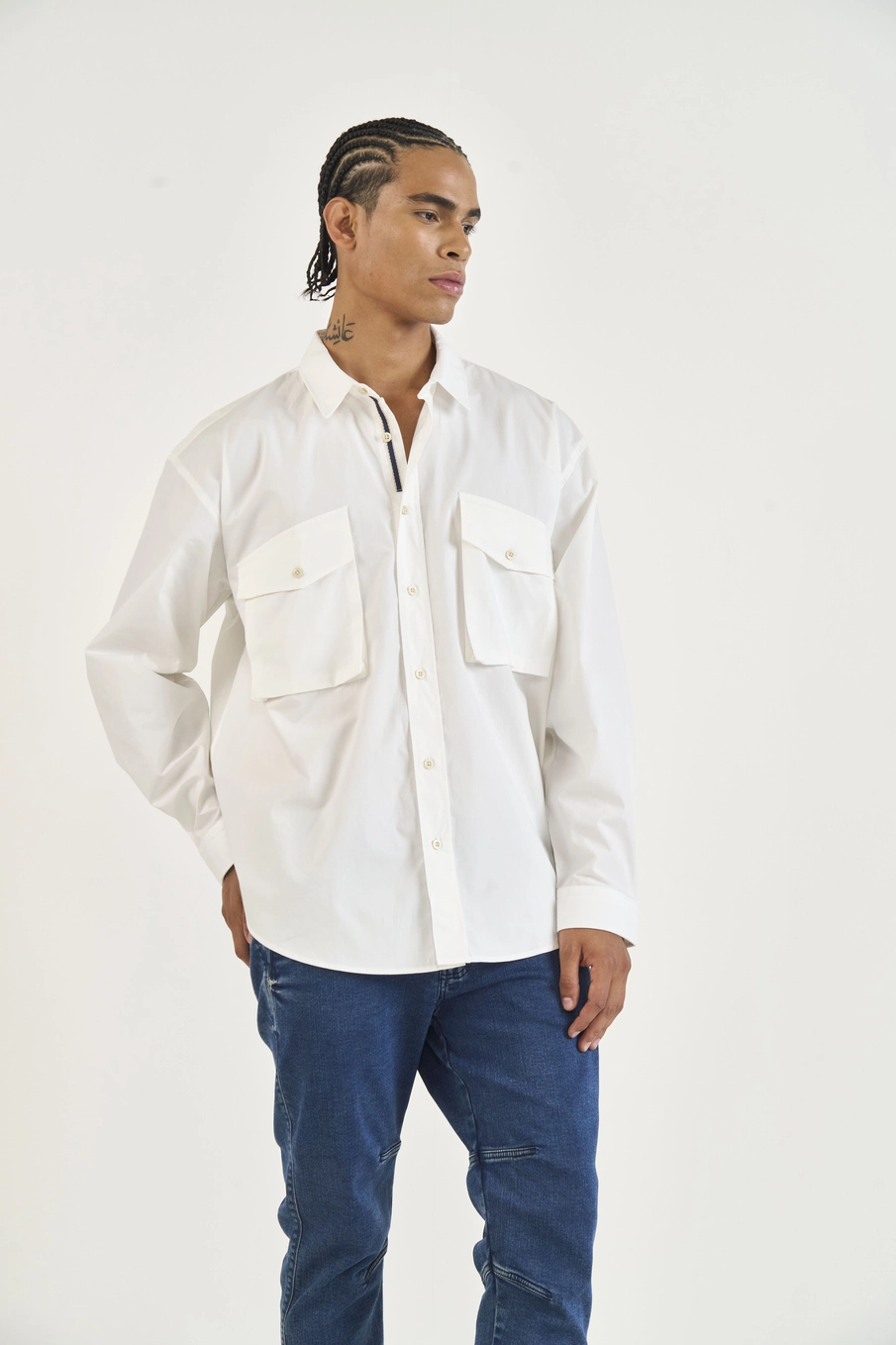 Camisa Oversized Com Bolsos Frontais Off Shell