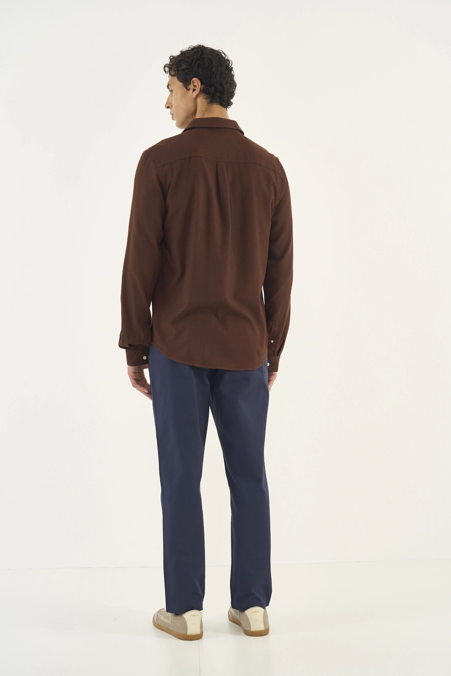 Camisa Masculina Manga Longa Relax Bege Cinzas