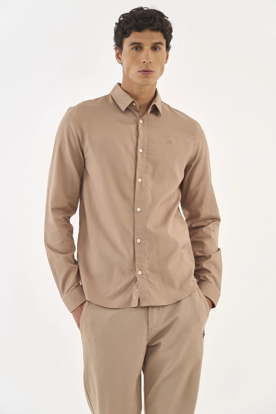 Camisa Tecido Plano  Masculino Colcci Bege