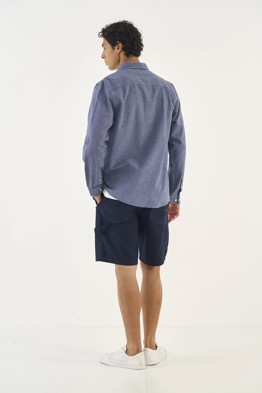 Camisa Manfa Longa Com Bolsos Azul
