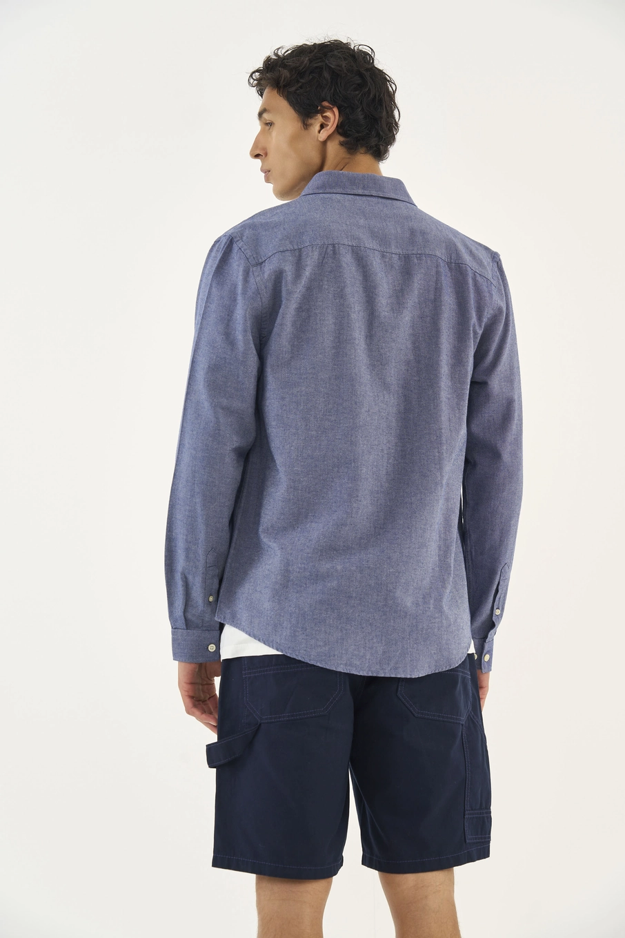 Camisa Manfa Longa Com Bolsos Azul