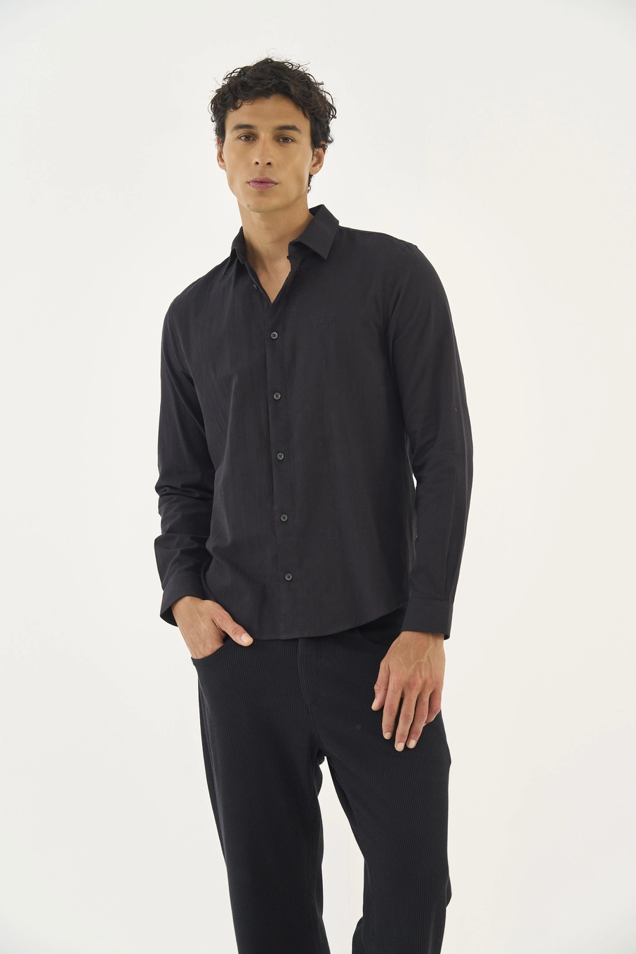 Camisa Cotton Relax Manga Longa Preto