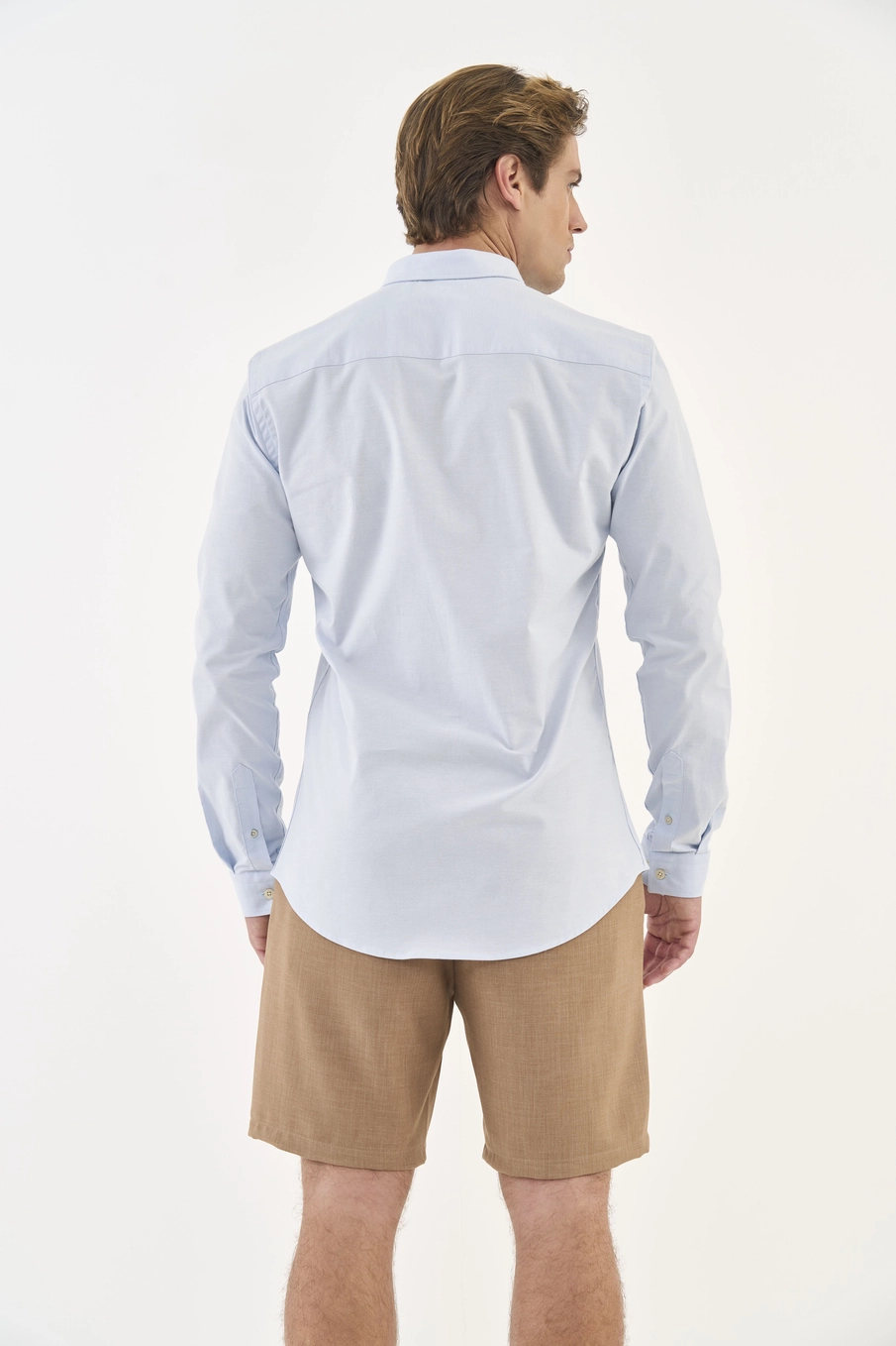 Camisa Oxfortd Manga Longa Azul Cashmere