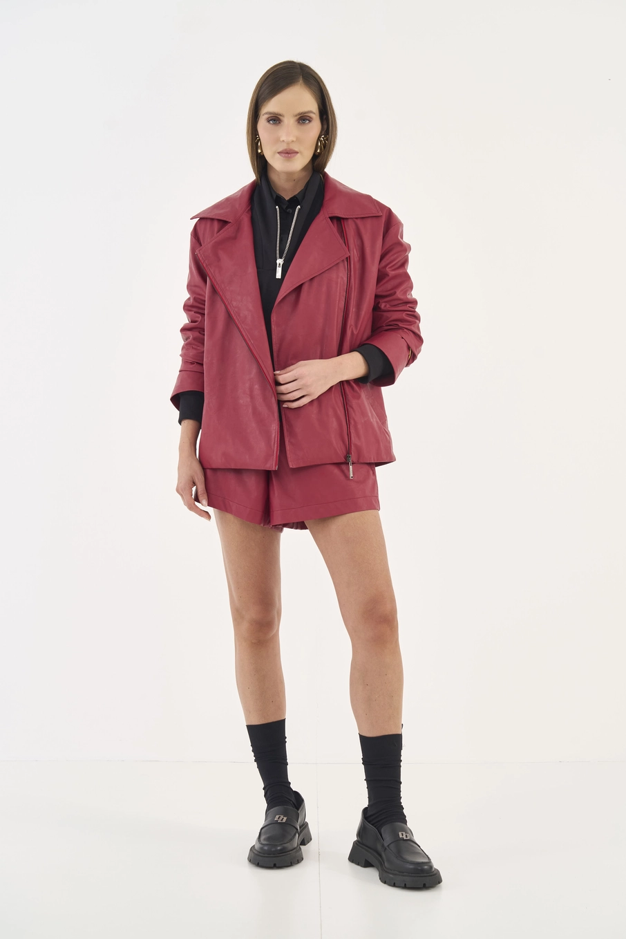 Jaqueta Loose Biker Vermelho