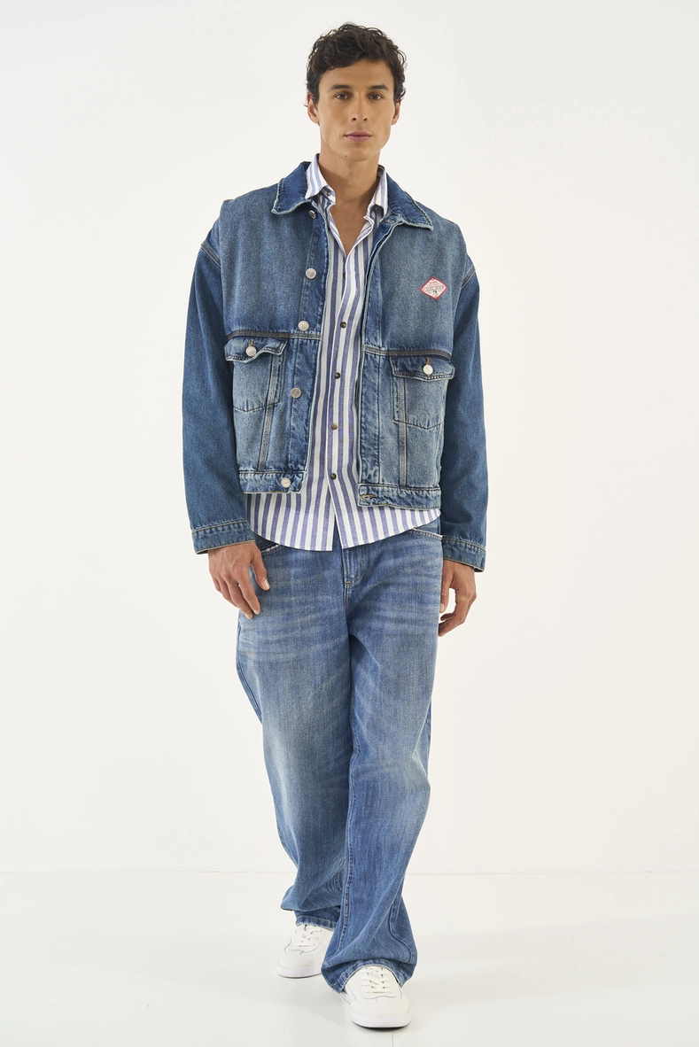 Jaqueta Jeans Vintage Com Bolsos