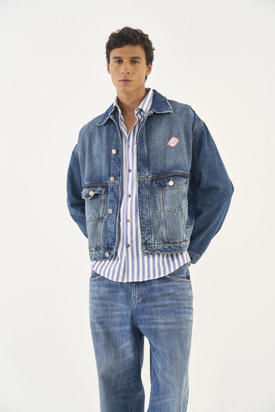 Jaqueta Jeans Vintage Com Bolsos Índigo