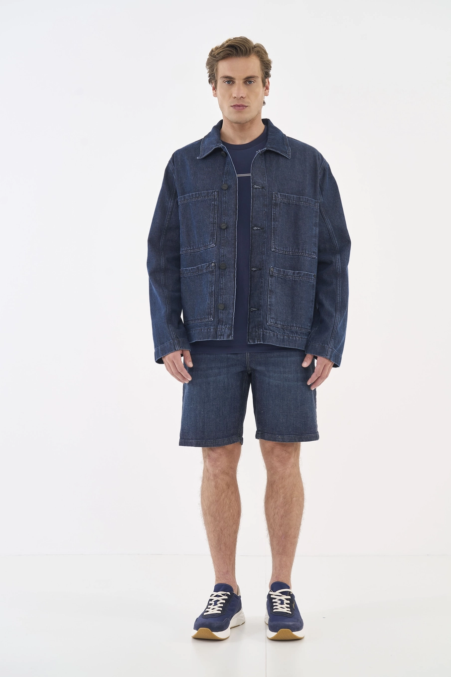 Jaqueta Jeans Com Bolsos Frontais Índigo