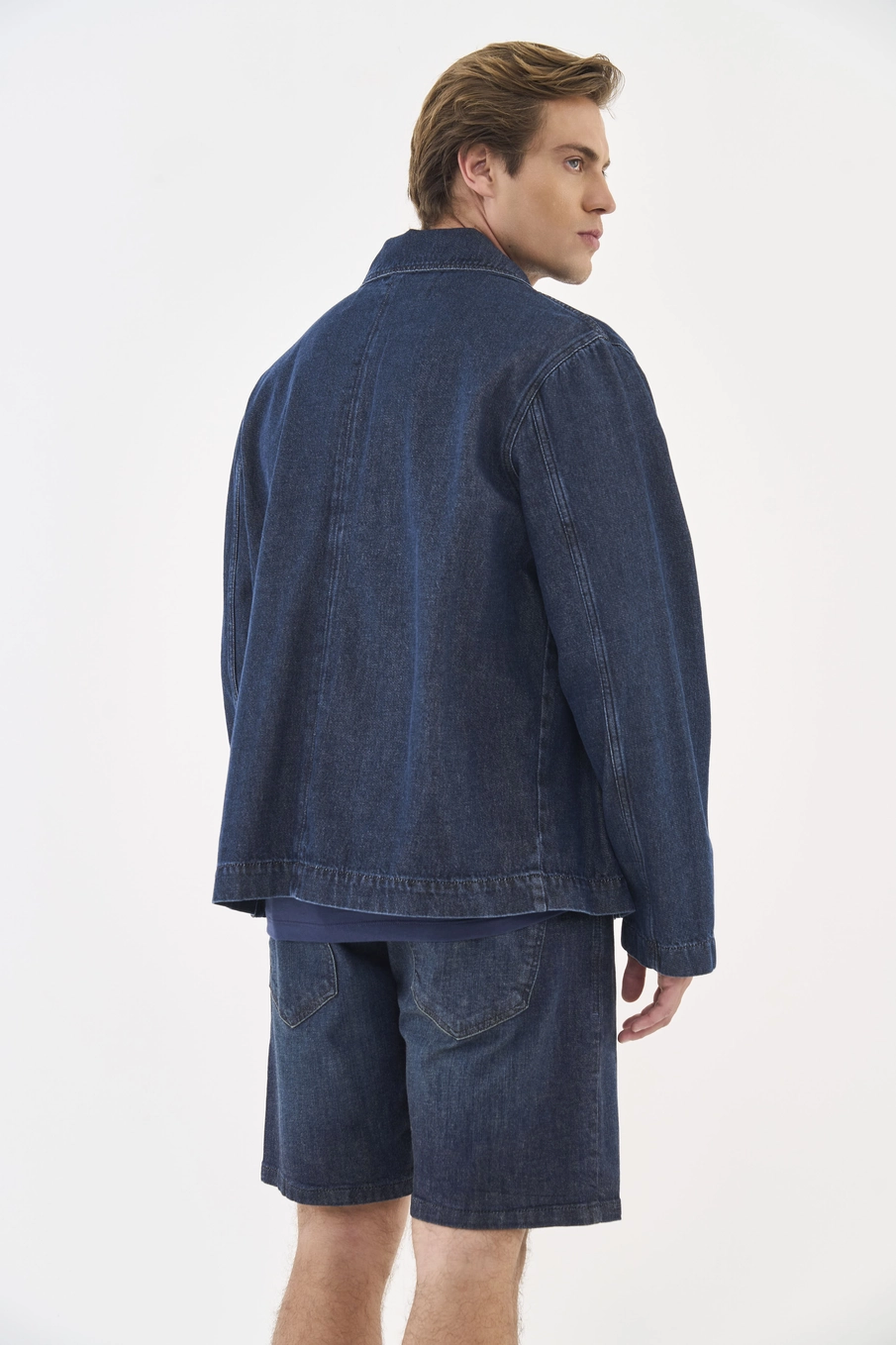 Jaqueta Jeans Com Bolsos Frontais Índigo