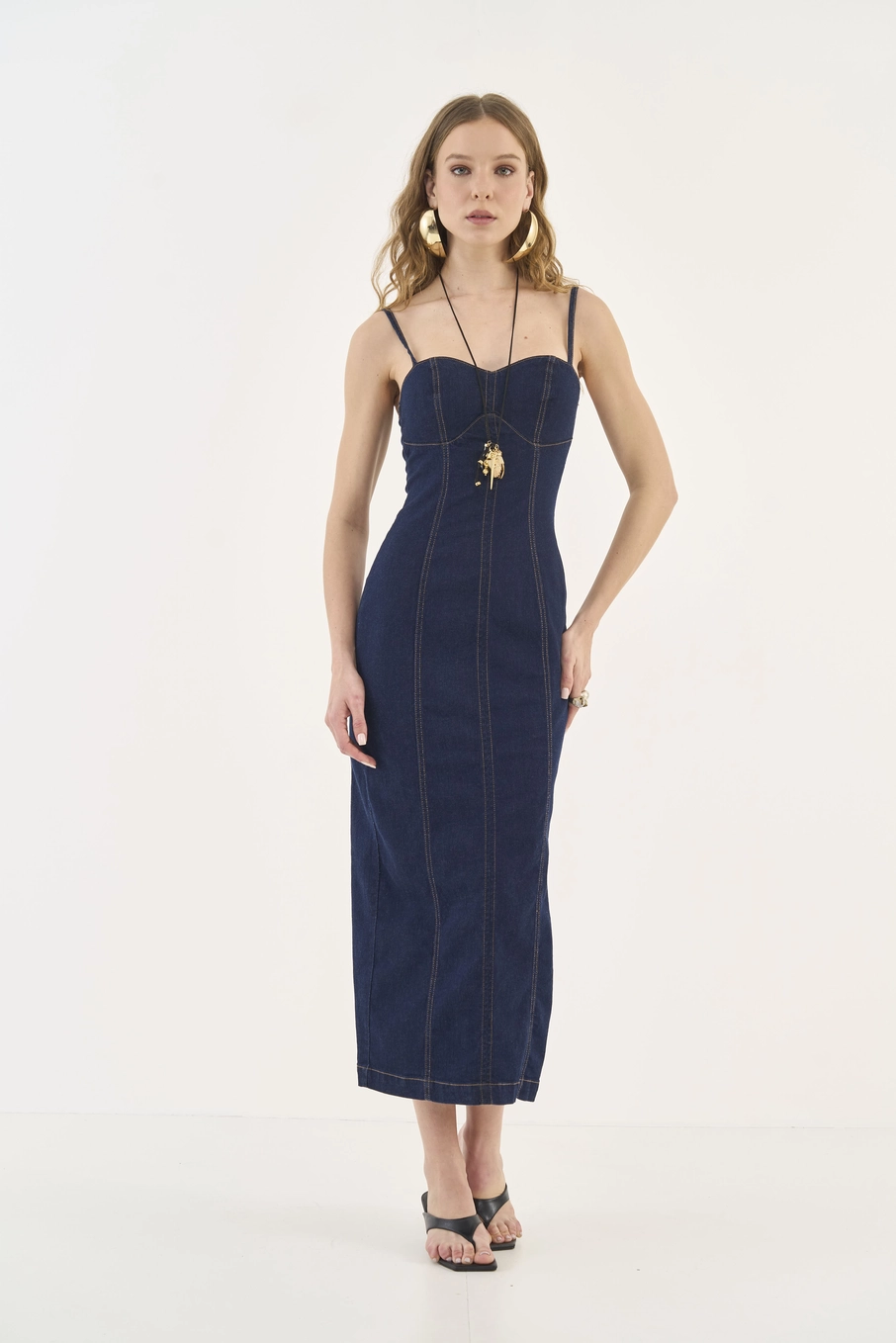 Vestido Slim Midi Jeans Índigo