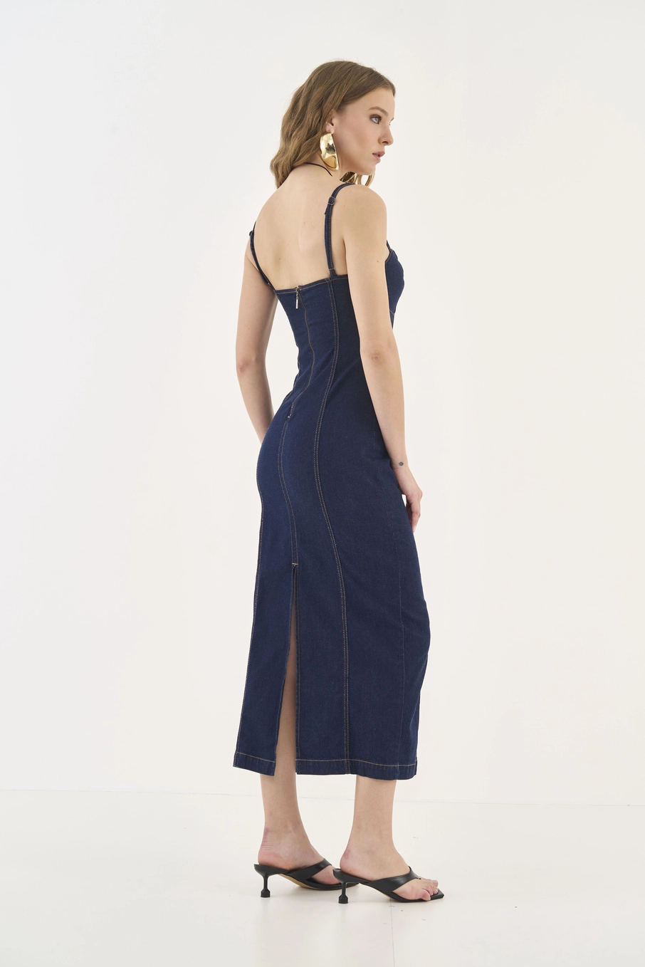 Vestido Slim Midi Jeans Índigo