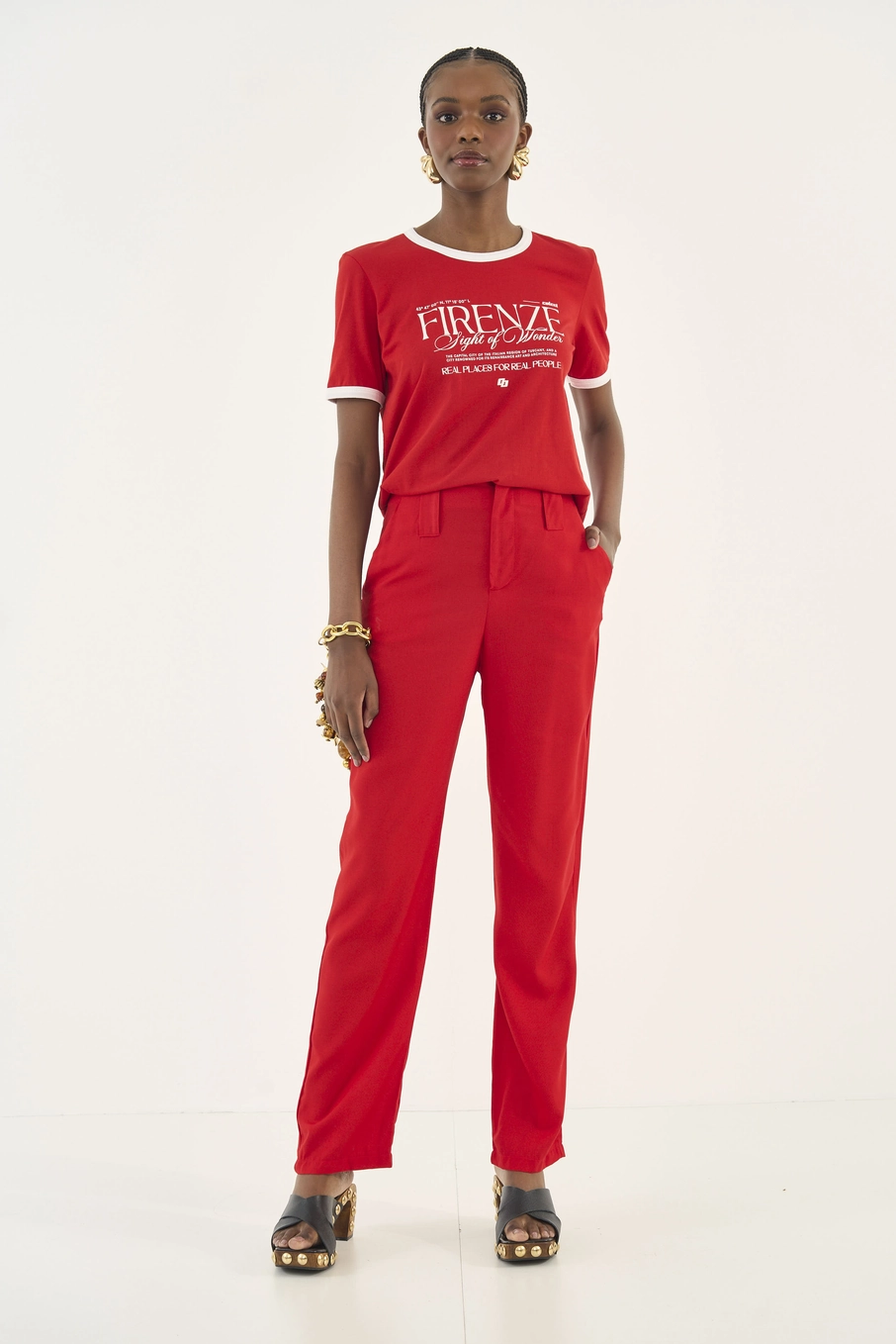 Camiseta Comfort Com Estampa Vermelho