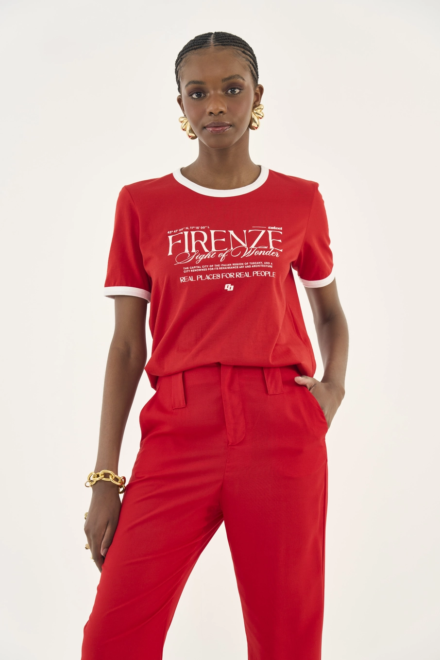 Camiseta Comfort Com Estampa Vermelho