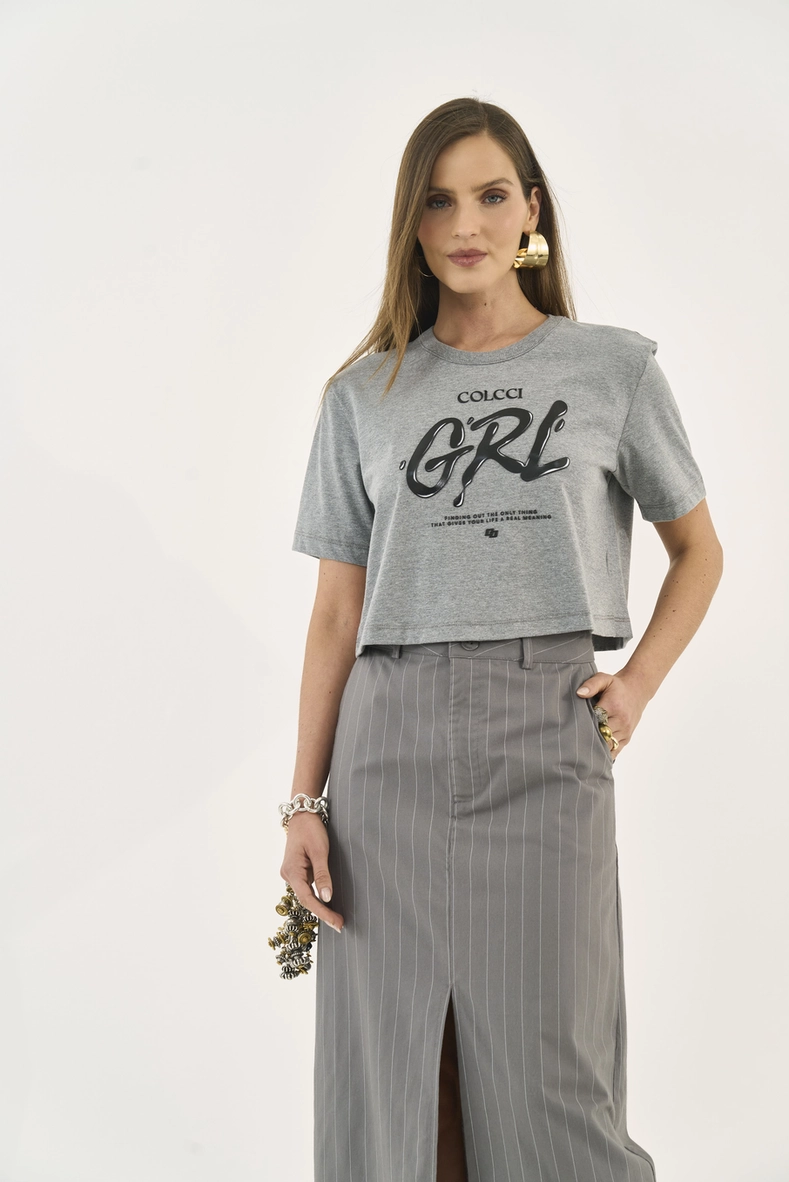 Camiseta Cropped Com Estampa Bad