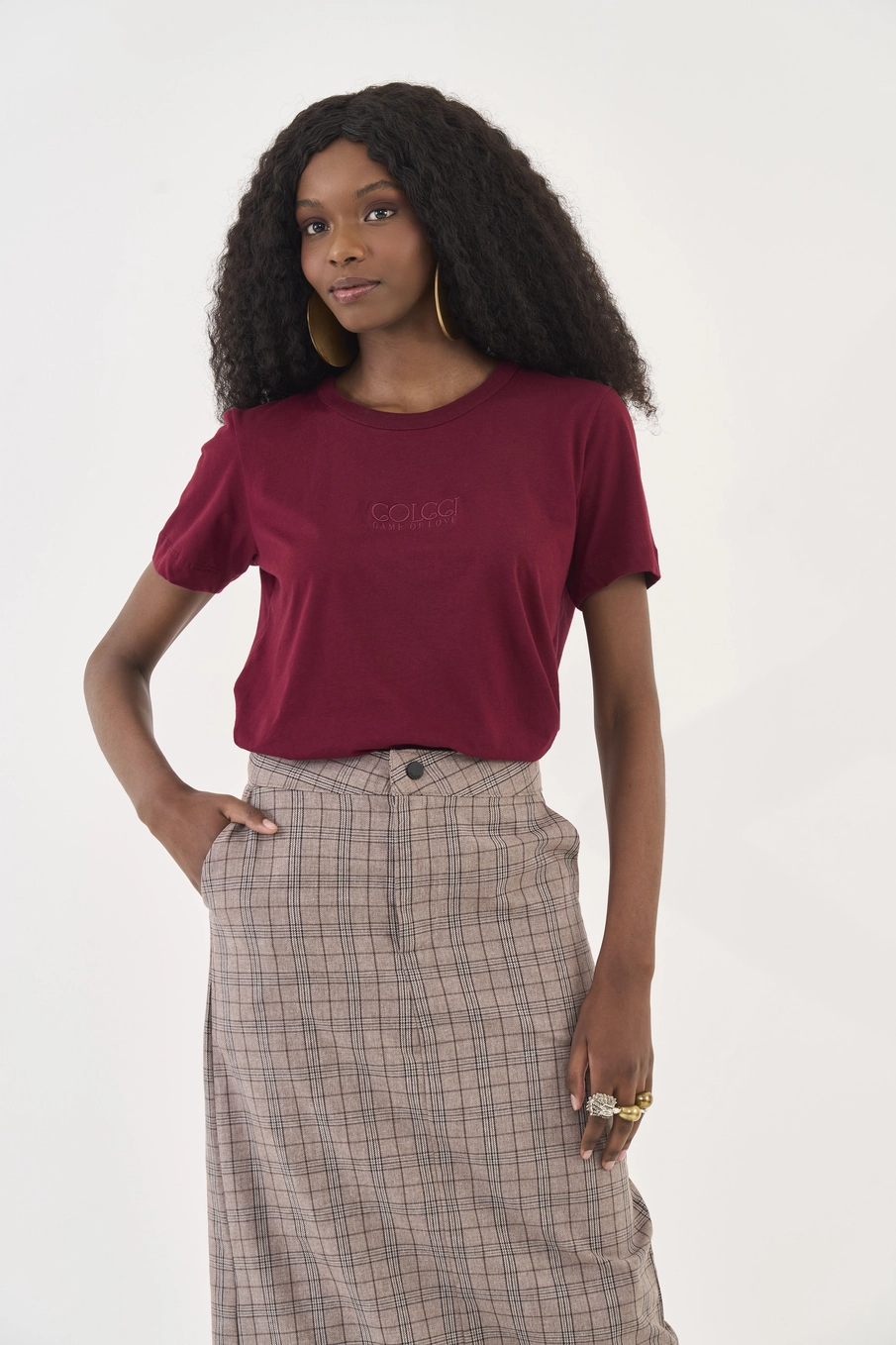 Camiseta Comfort Com Logo Bordô