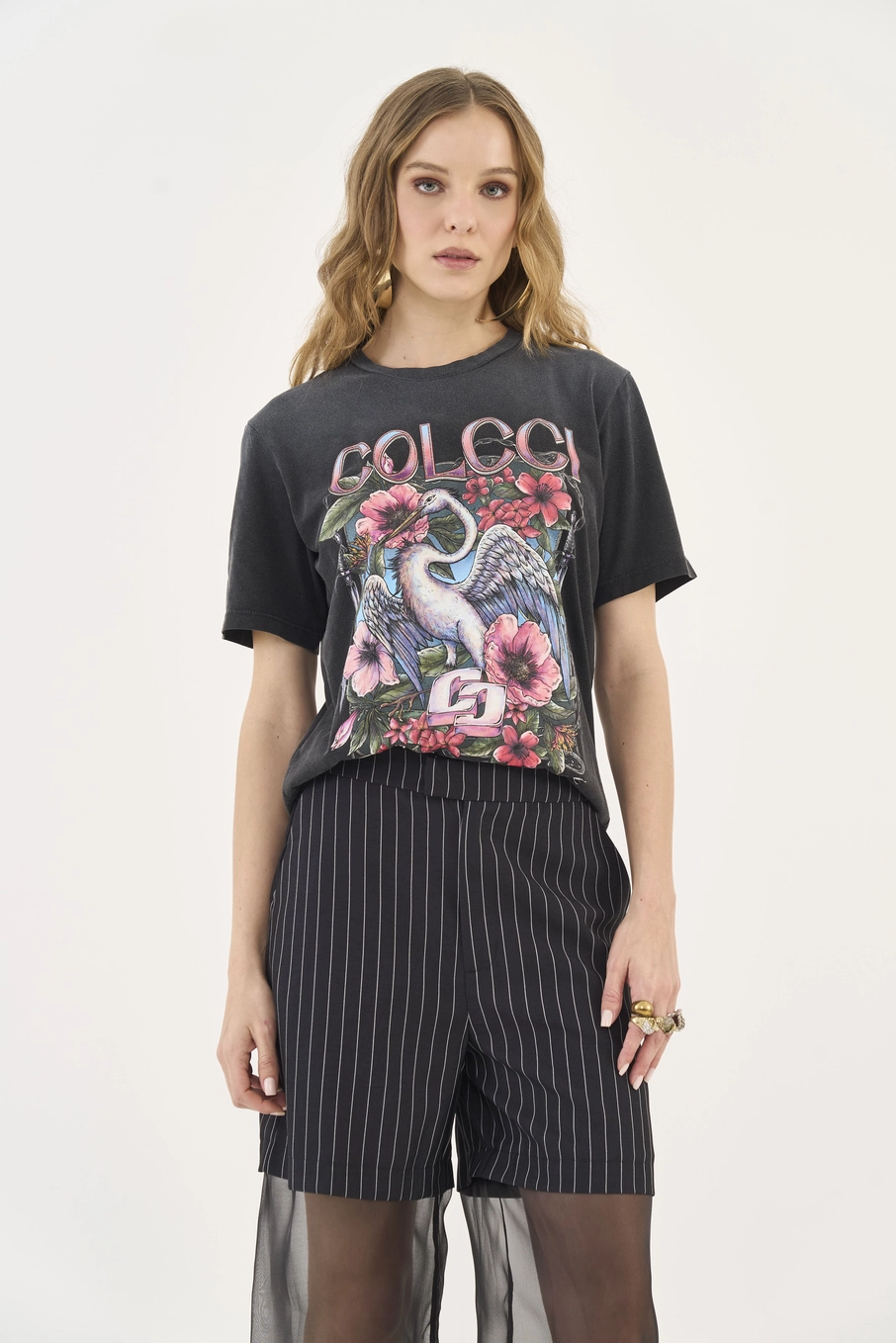 Camiseta Boy Estampada Preto