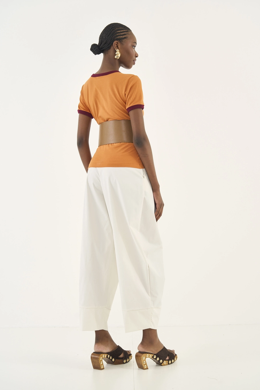 Camiseta Slim Com Estampa Frontal Laranja