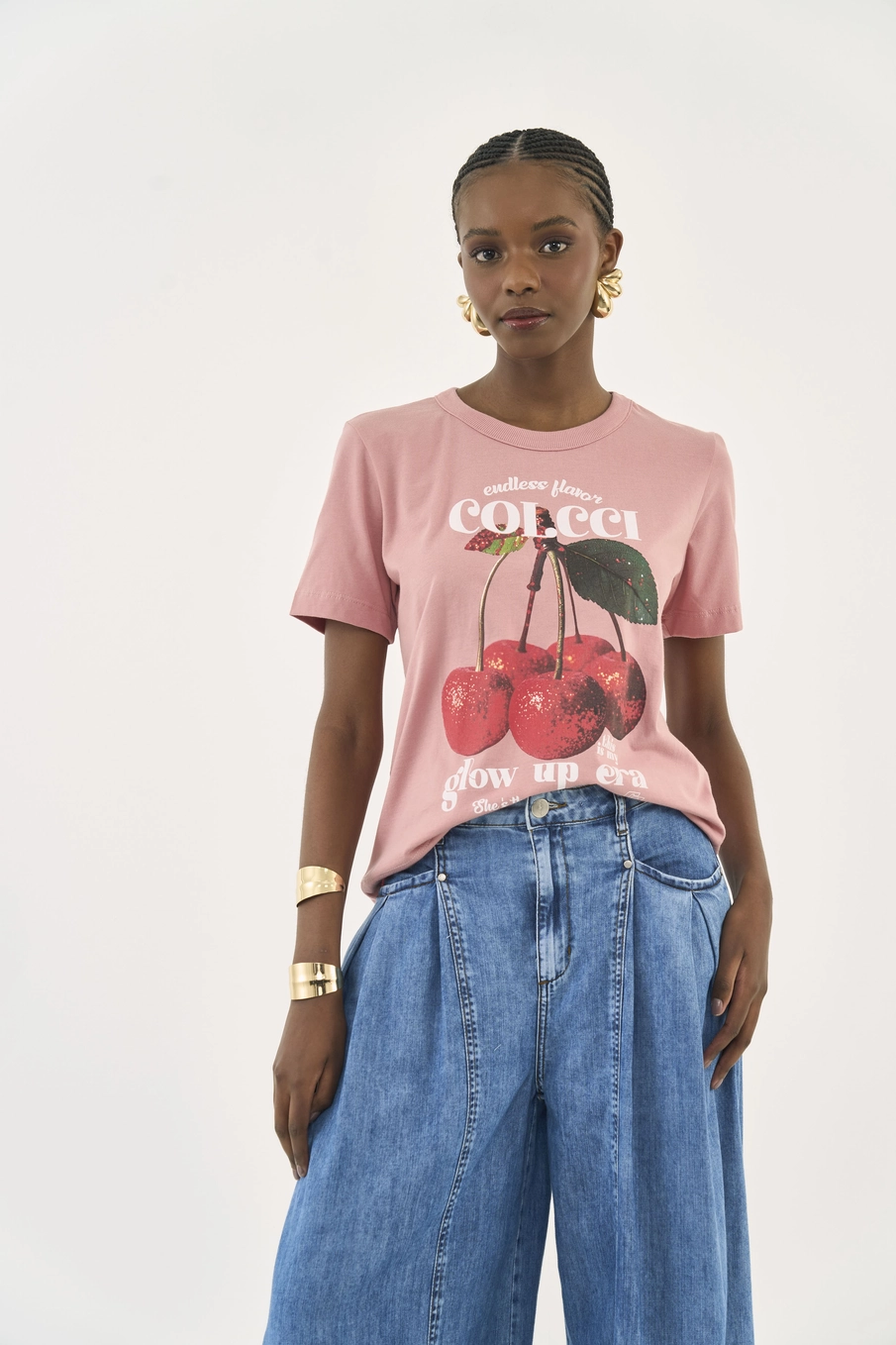 Camiseta Comfort Com Estampa Cherry Rosa