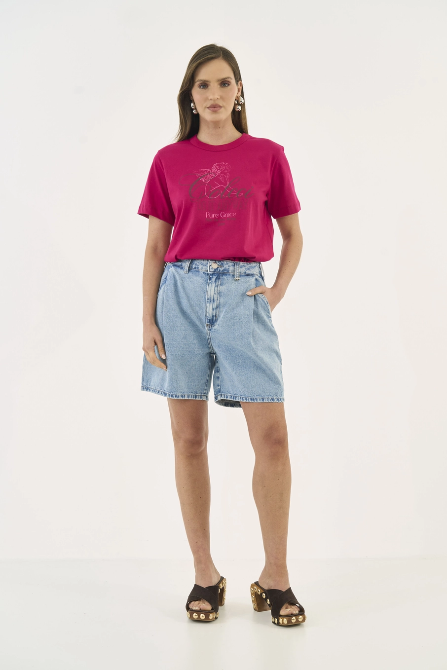 Camiseta Com Estampa Pure Grace Rosa Timeless