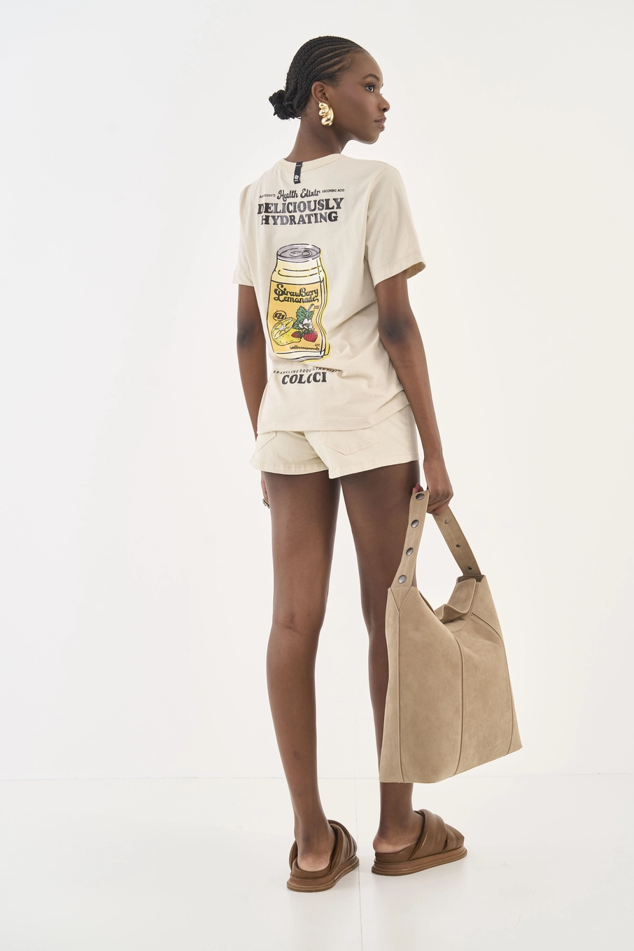 Camiseta Boy Estampa Costas Bege