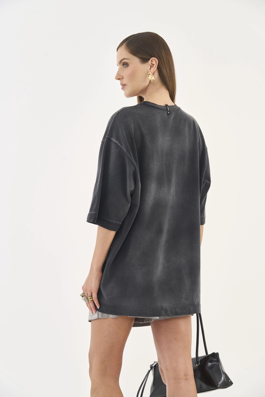Camiseta Estampa Floral Wide Preto