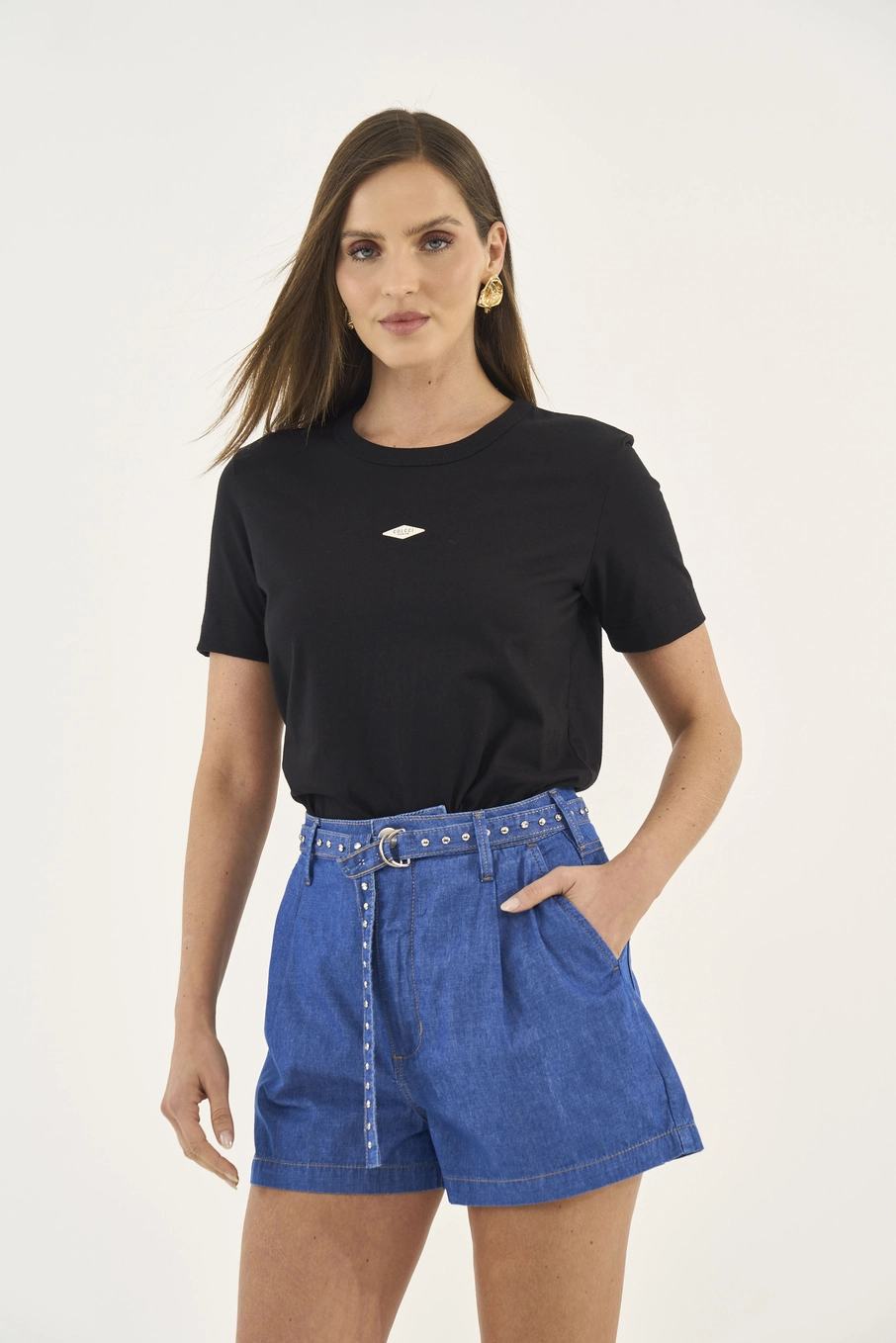 Camiseta Comfort Com Detalhe Em Logo Preto