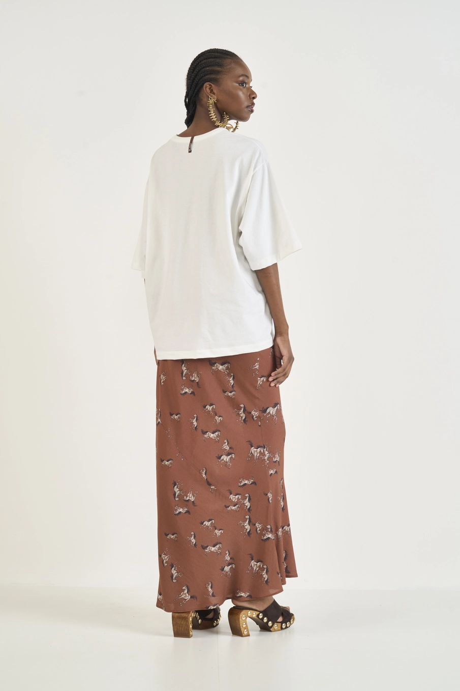 Camiseta Loose Horse Print Off Shell
