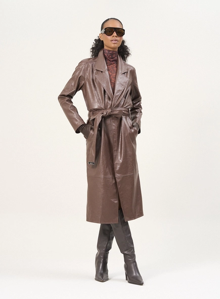 Casaco Feminino Trench Em Pu