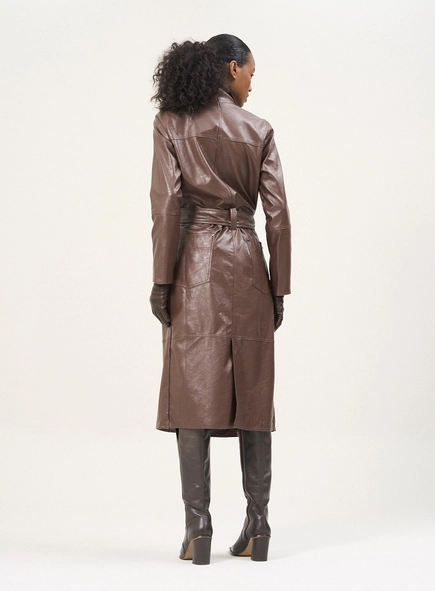 Casaco Feminino Trench Em Pu