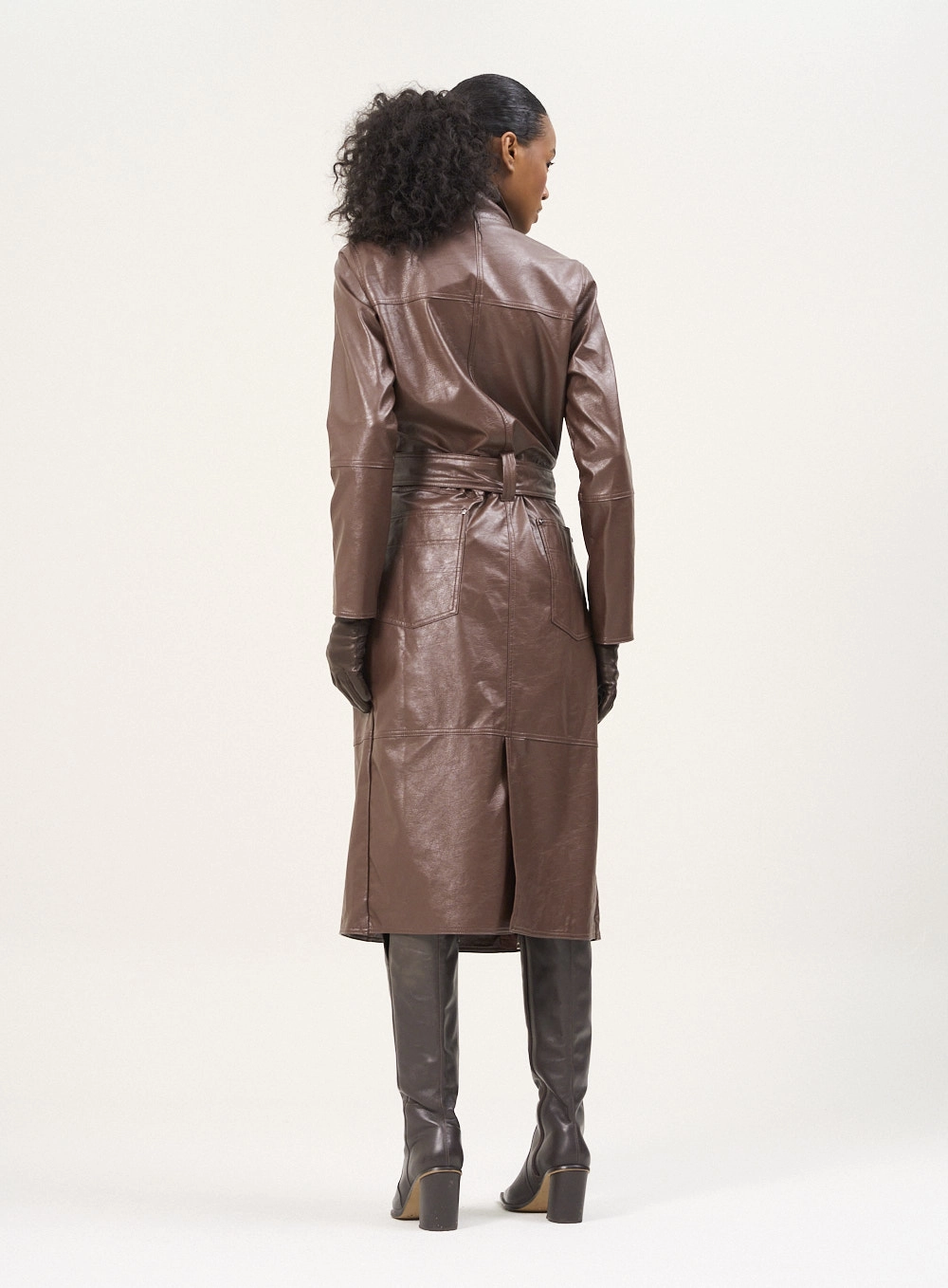 Casaco Feminino Trench Em Pu Marrom 2