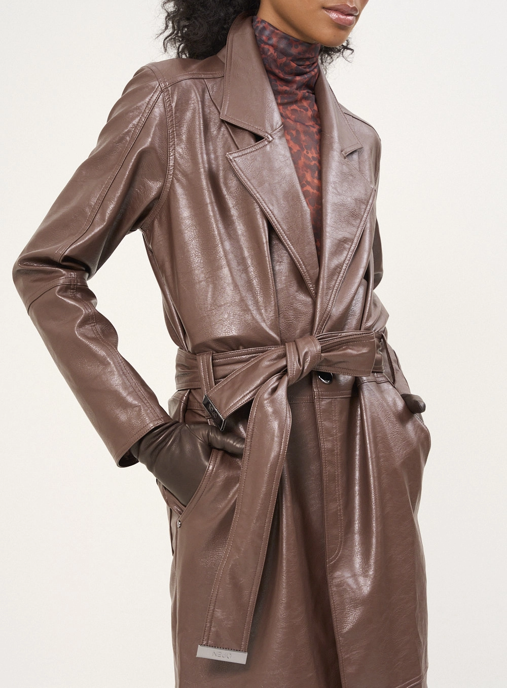 Casaco Feminino Trench Em Pu Marrom 3
