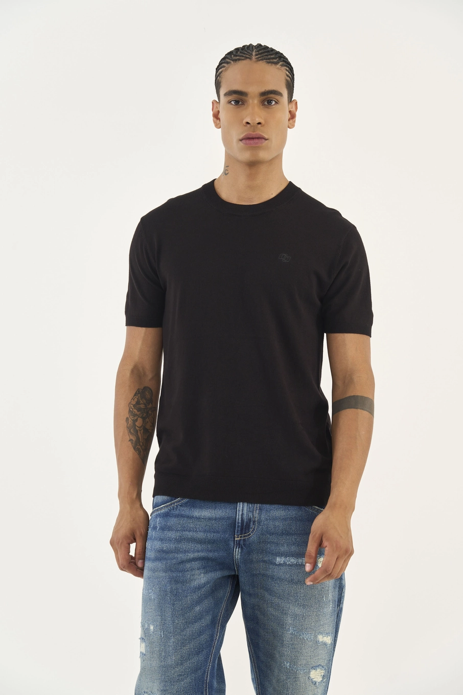 Camiseta Masculina Comfort Em Tricô Preto