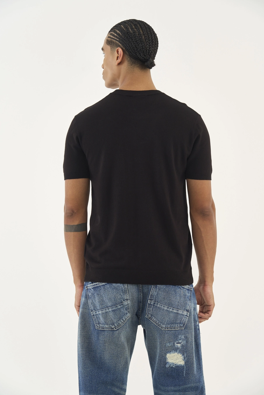 Camiseta Masculina Comfort Em Tricô Preto