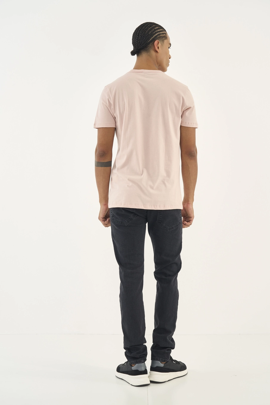 Camiseta Slim Gola V Rosa
